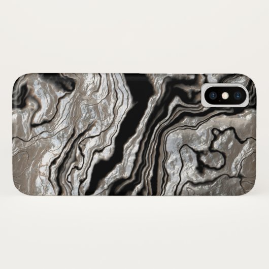 Molten Silver Black Marble Pattern Case-Mate iPhone Case (Achterkant (horizontaal))