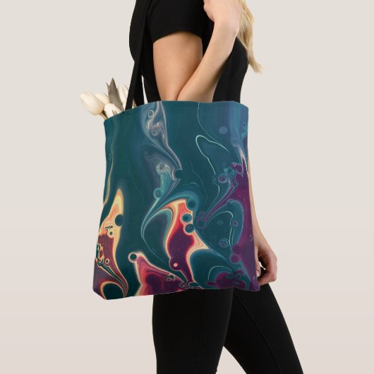Molten Waves in Midnight Motion Tote Bag (Dichtbij)