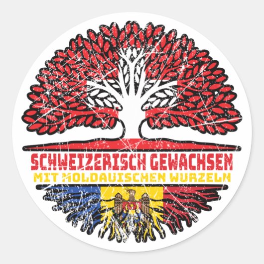 Molu Moldauisch Schweizer Schweiz Baum Wurzel Ronde Sticker (Voorkant)