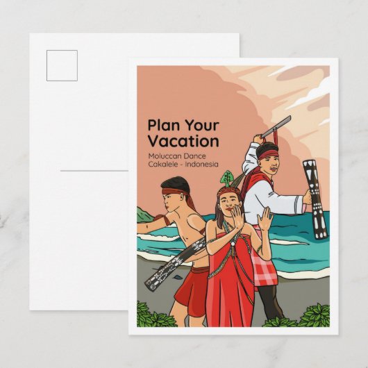 Moluccan Dance Cakalele Indonesia Travel Briefkaart (Voorkant / Achterkant)