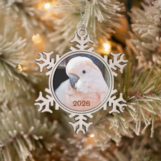 Molukse Kaketoe Tin Sneeuwvlok Ornament (Boom)