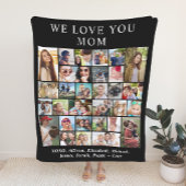Mom 30 Photo Collage Zwart Fleece Deken