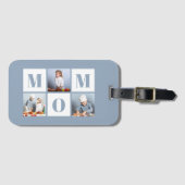 Mom 3 Photo Collage Dusty Blue Bagagelabel (Voorkant (horizontaal))