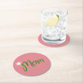 Mom Aardbei Roze Rond Papier Onderzetter (Insitu)