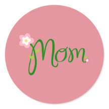 Mom Aardbei Roze Ronde Sticker
