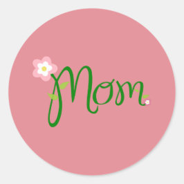 Mom Aardbei Roze Ronde Sticker