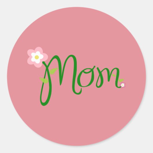 Mom Aardbei Roze Ronde Sticker (Voorkant)