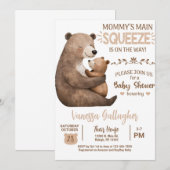 Mom and baby bear baby shower invitation. kaart (Voorkant / Achterkant)