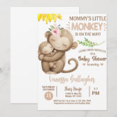 Mom and baby monkey baby shower invitation. kaart (Voorkant / Achterkant)