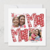 Mom and Child Valentine Red Plaid Love Hearts Kaart (Voorkant)