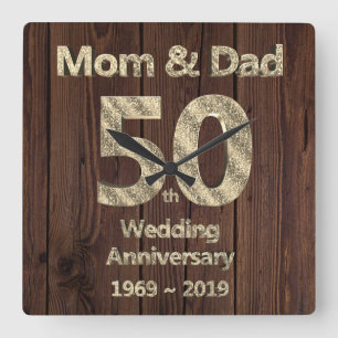 Mom and Dad 50th Wedding Anniversary 2019 Vierkante Klok