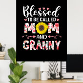 Mom And Granny Floral Birthday Poster (Thuiskantoor)