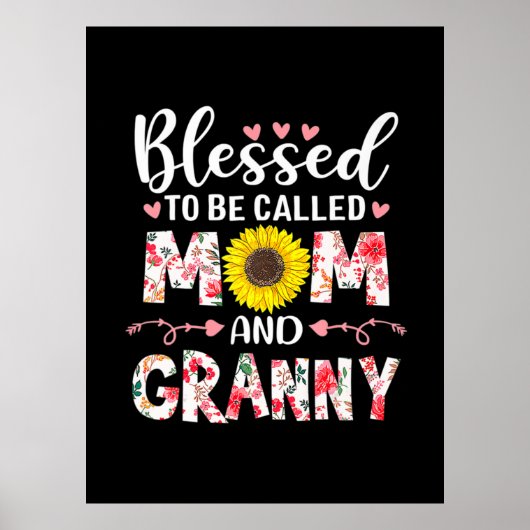 Mom And Granny Floral Birthday Poster (Voorkant)