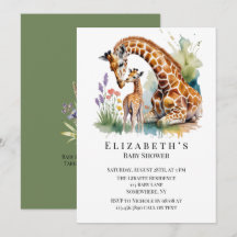 Mom and Me Watercolor Giraffe Baby Shower