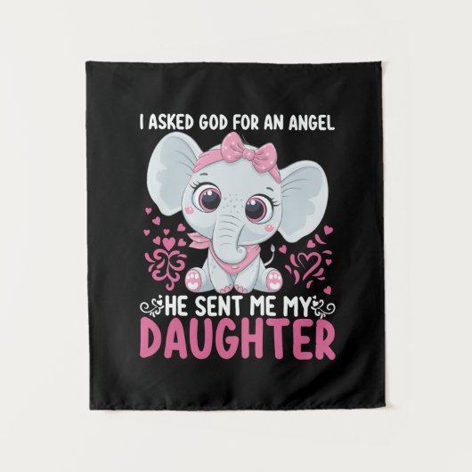 Mom Art He Sent Me Elephant Daughter Wandkleed (Voorkant)