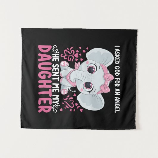 Mom Art He Sent Me Elephant Daughter Wandkleed (Voorkant (horizontaal))