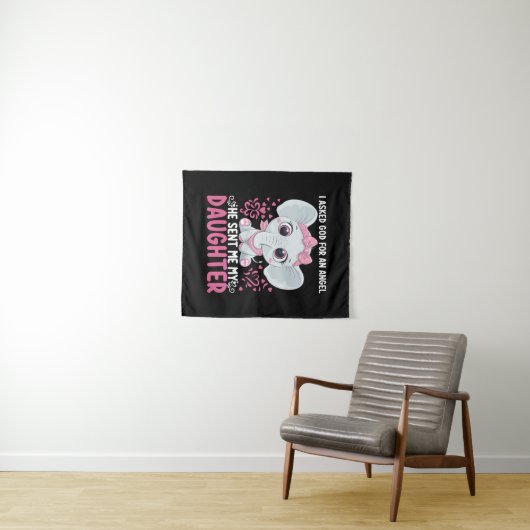 Mom Art He Sent Me Elephant Daughter Wandkleed (In Situ (horizontaal))