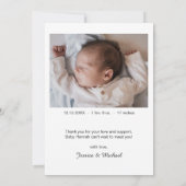 Mom & Bab Foto Baby Stats Geboorteaankondiging Kaa Aankondiging (Achterkant)