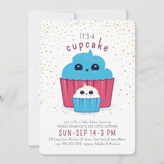 Mom & Baby Cupcake Baby shower Uitnodiging (Voorkant)