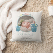 Mom & Baby Elephant Blue Foto Baby Stats Kussen (Deken)