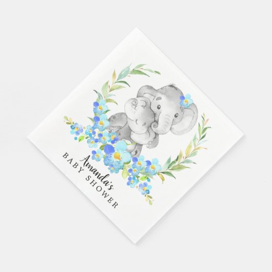 Mom & Baby Elephant Boys Douche Papieren servetten (Hoek)