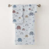 Mom & Baby Elephant Pattern Badhanddoek Set Bad Handdoek (Insitu)
