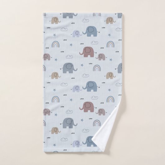 Mom & Baby Elephant Pattern Badhanddoek Set Bad Handdoek (Handdoek)