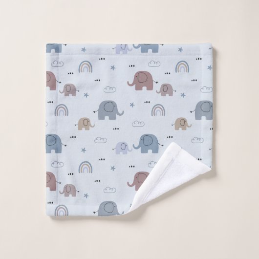Mom & Baby Elephant Pattern Badhanddoek Set Bad Handdoek (Wasdoekje)