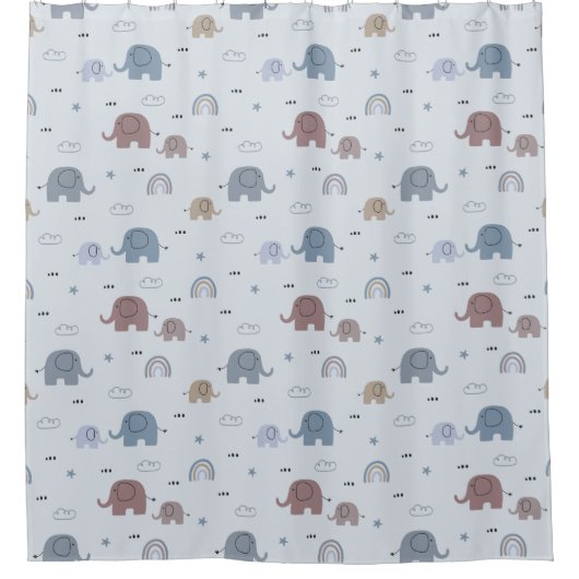 Mom & Baby Elephant Pattern Douchegordijn (Voorkant)