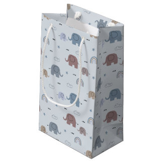 Mom & Baby Elephant Pattern Gift Bag Klein Cadeauzakje