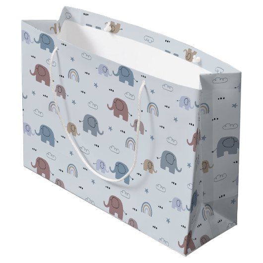 Mom & Baby Elephant Pattern Grote Geschenktas Groot Cadeauzakje (Achterkant Gekanteld)