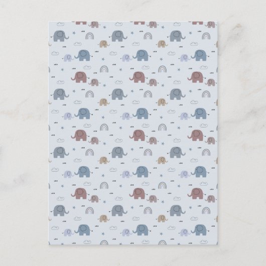 Mom & Baby Elephant Pattern Shower Curtain Feestdagenkaart (Voorkant)