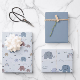 Mom & Baby Elephant Pattern Wrapping Papieren Blad Inpakpapier Vel