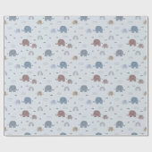 Mom & Baby Elephant Pattern Wrapping Papierrol Cadeaupapier (Vlak)