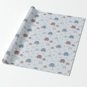 Mom & Baby Elephant Pattern Wrapping Papierrol Cadeaupapier (Uitgerold)