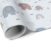 Mom & Baby Elephant Pattern Wrapping Papierrol Cadeaupapier (Rol Hoek)