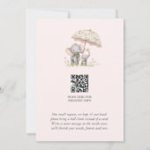 Mom & Baby Elephant with Umbrella Baby Girl Shower Kaart (Achterkant)