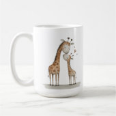 Mom & Baby Giraffe Cute Illustration Koffiemok (Links)