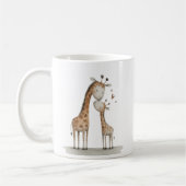 Mom & Baby Giraffe Cute Illustration Koffiemok (Links)