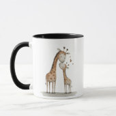 Mom & Baby Giraffe Cute Illustration Mok (Links)