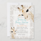 Mom & Baby Giraffe Greige Drive-by Baby shower Kaart (Voorkant)