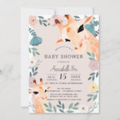 Mom & Baby Giraffe Roze Bloemen Baby shower Kaart (Voorkant)