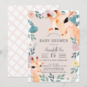 Mom & Baby Giraffe Roze Bloemen Baby shower Kaart (Voorkant / Achterkant)