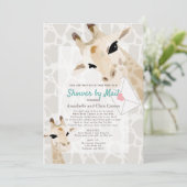 Mom & Baby Giraffe Waterverf Baby shower per post Kaart (Staand voorkant)