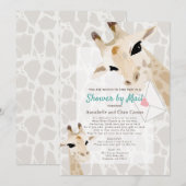 Mom & Baby Giraffe Waterverf Baby shower per post Kaart (Voorkant / Achterkant)