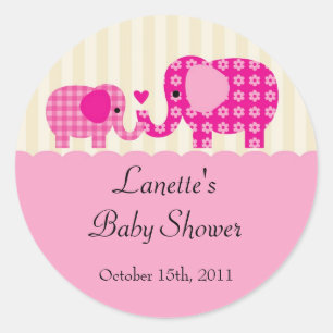 Mom & Baby Girl Elephant Favor Sticker