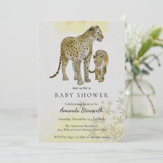 Mom & Baby luipaard Baby shower Kaart (Staand voorkant)
