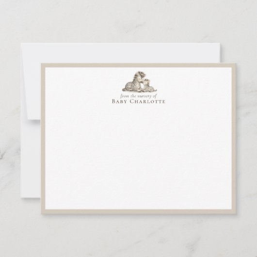 Mom & Baby Zebra Nursery Note Card – Personalized Notitiekaartje (Voorkant)