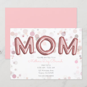 MOM Ballonnen Moederdag Brunch Modern Roze Grijs Kaart