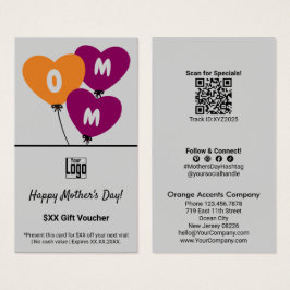 MOM Ballonnen Moederdag Promotie Cadeaubonkaart Visitekaartje